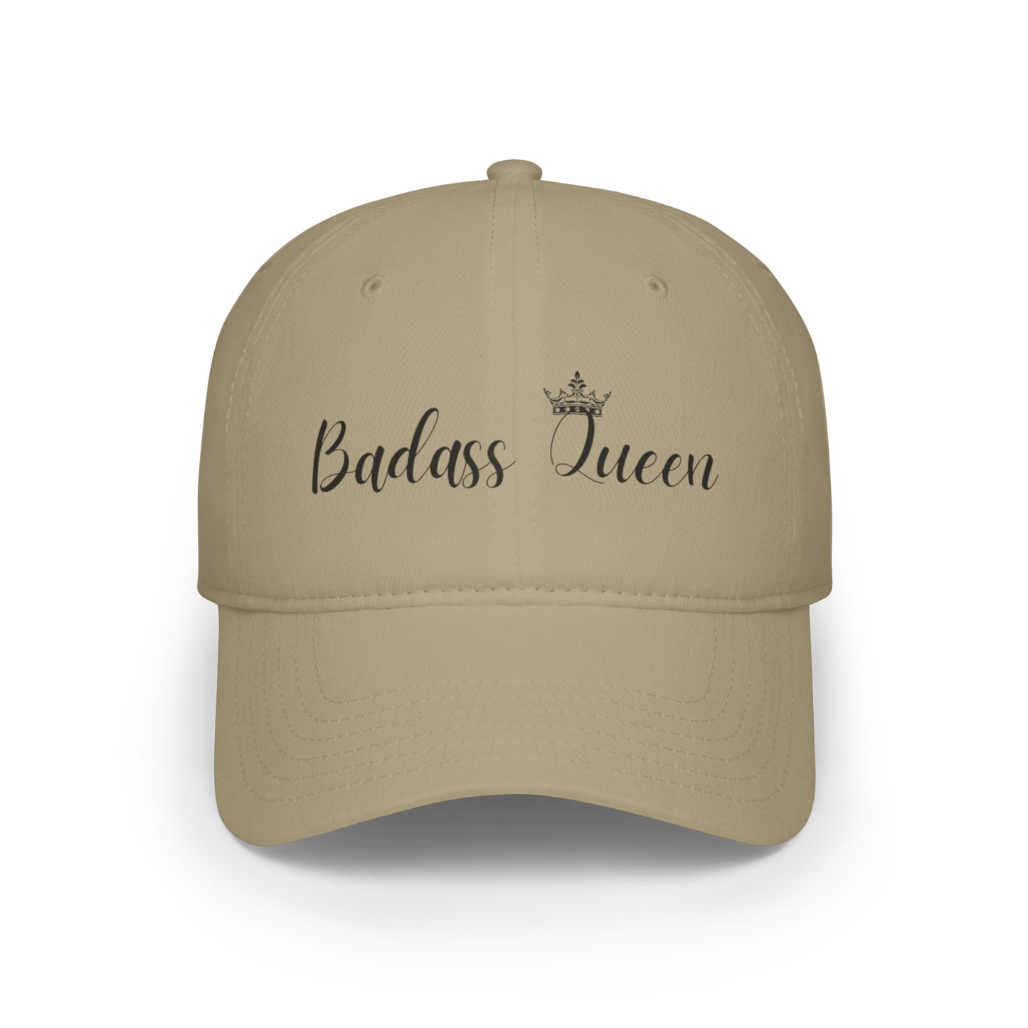 Badass Queen White Baseball Cap with black logo