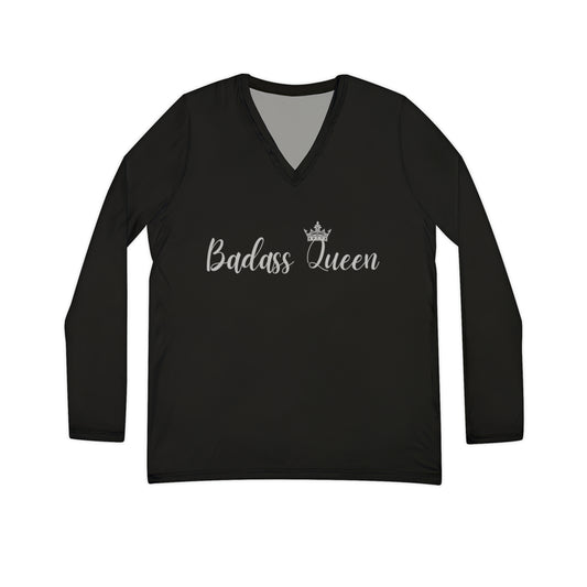 Badass Queen Women's Long Sleeve V-neck Shirt