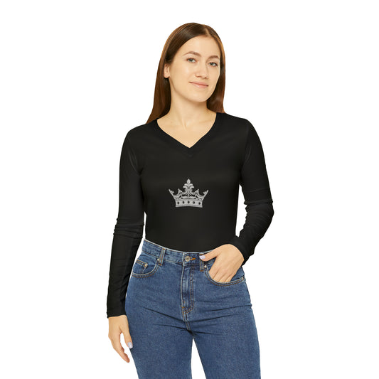 Badass Queen Women's Long Sleeve V-neck Shirt