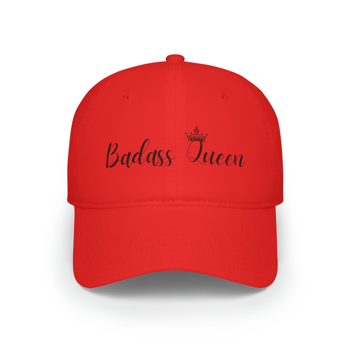 Badass Queen White Baseball Cap with black logo