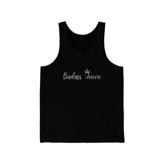 Badass Queen with silver logo Unisex Jersey Tank