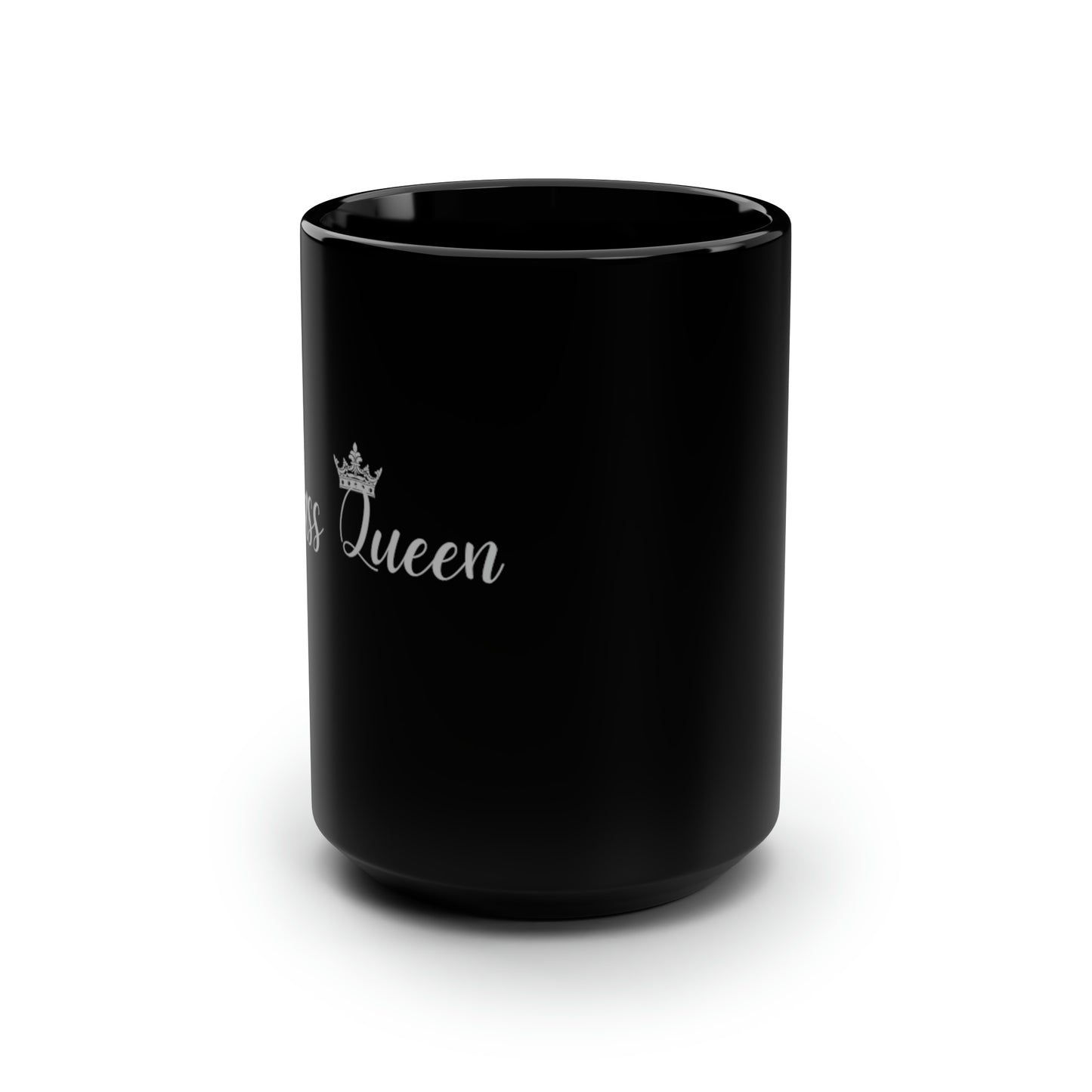 Badass Queen Black Mug with silver logo, 15oz